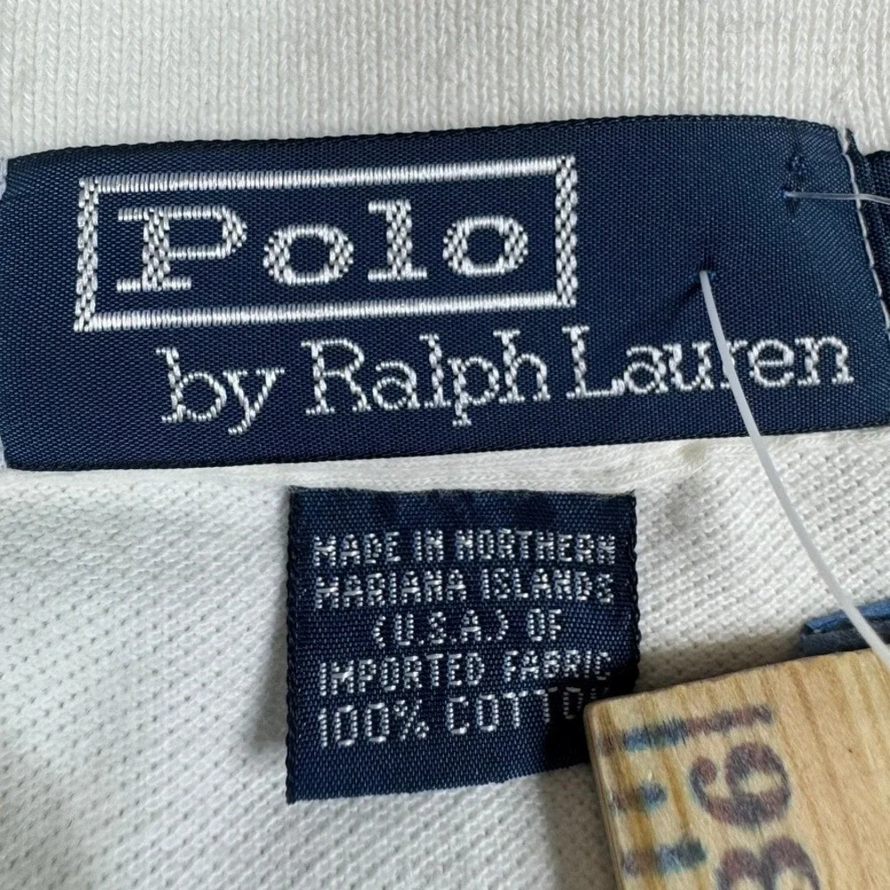 Vtg Polo Ralph Lauren Polo Shirt Mens XL Cream White Pony USA Made NWT Deadstock